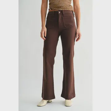WOMENS MINI PATCH JEANS IN BROWN