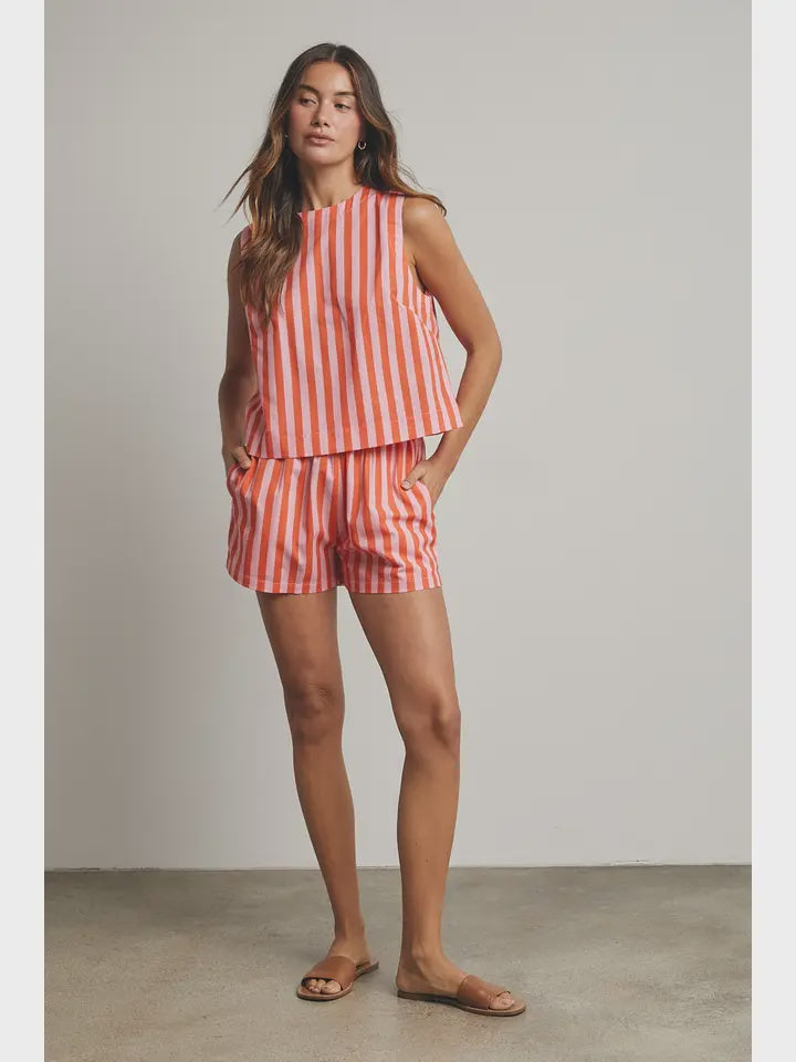 Womens Striped Set in Pink and Coral
