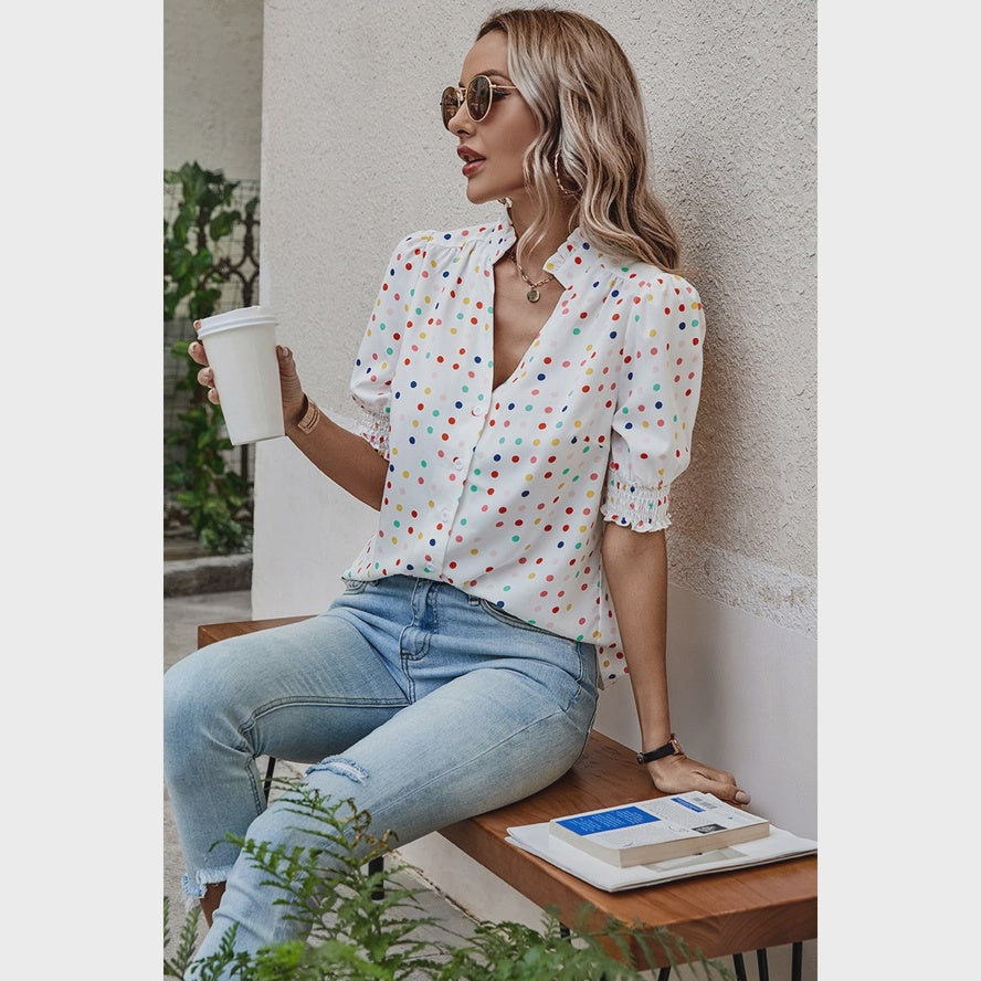 WOMENS POLKA DOT PRINT BLOUSE