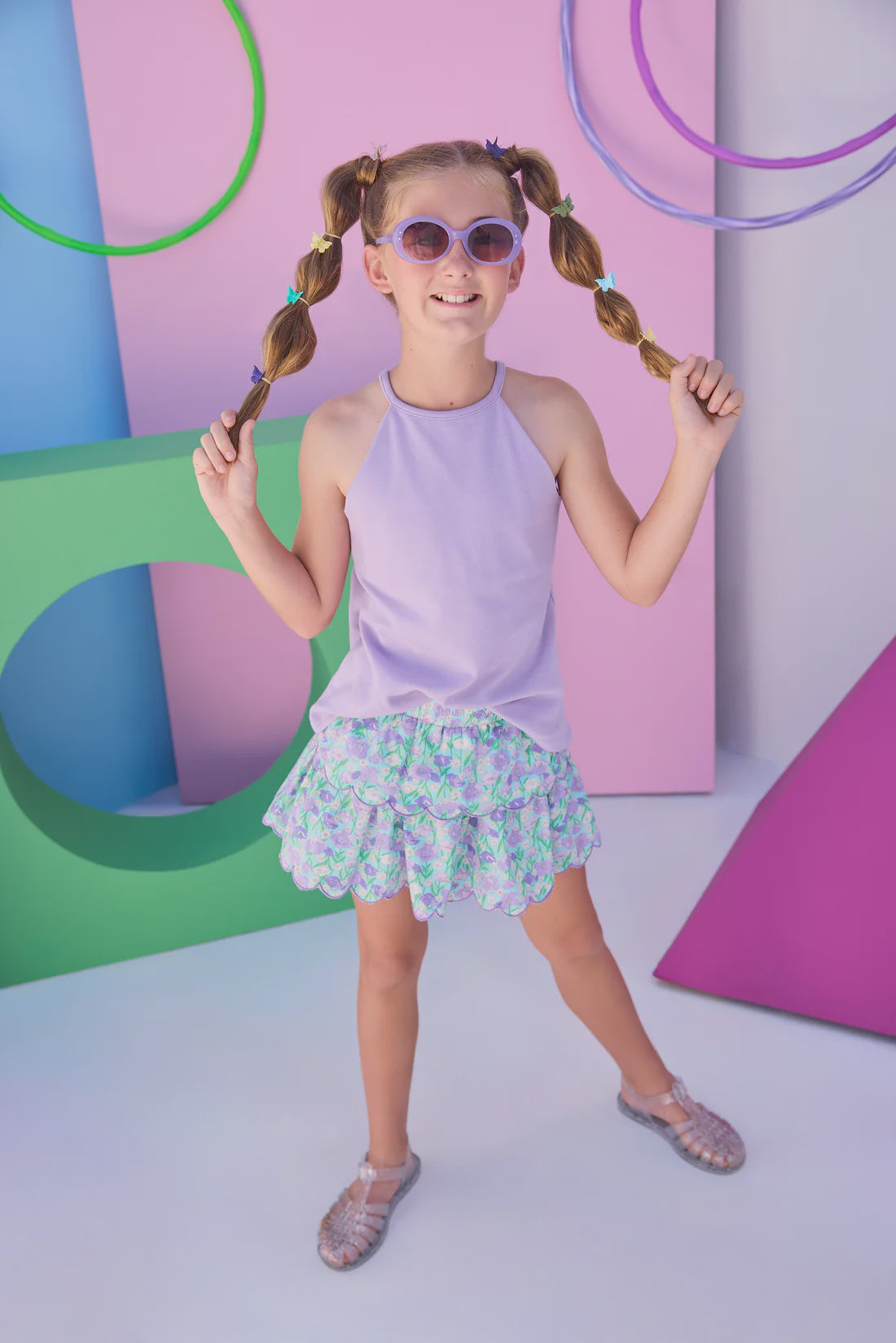 CHILDRENS HALTER TOP IN LILAC