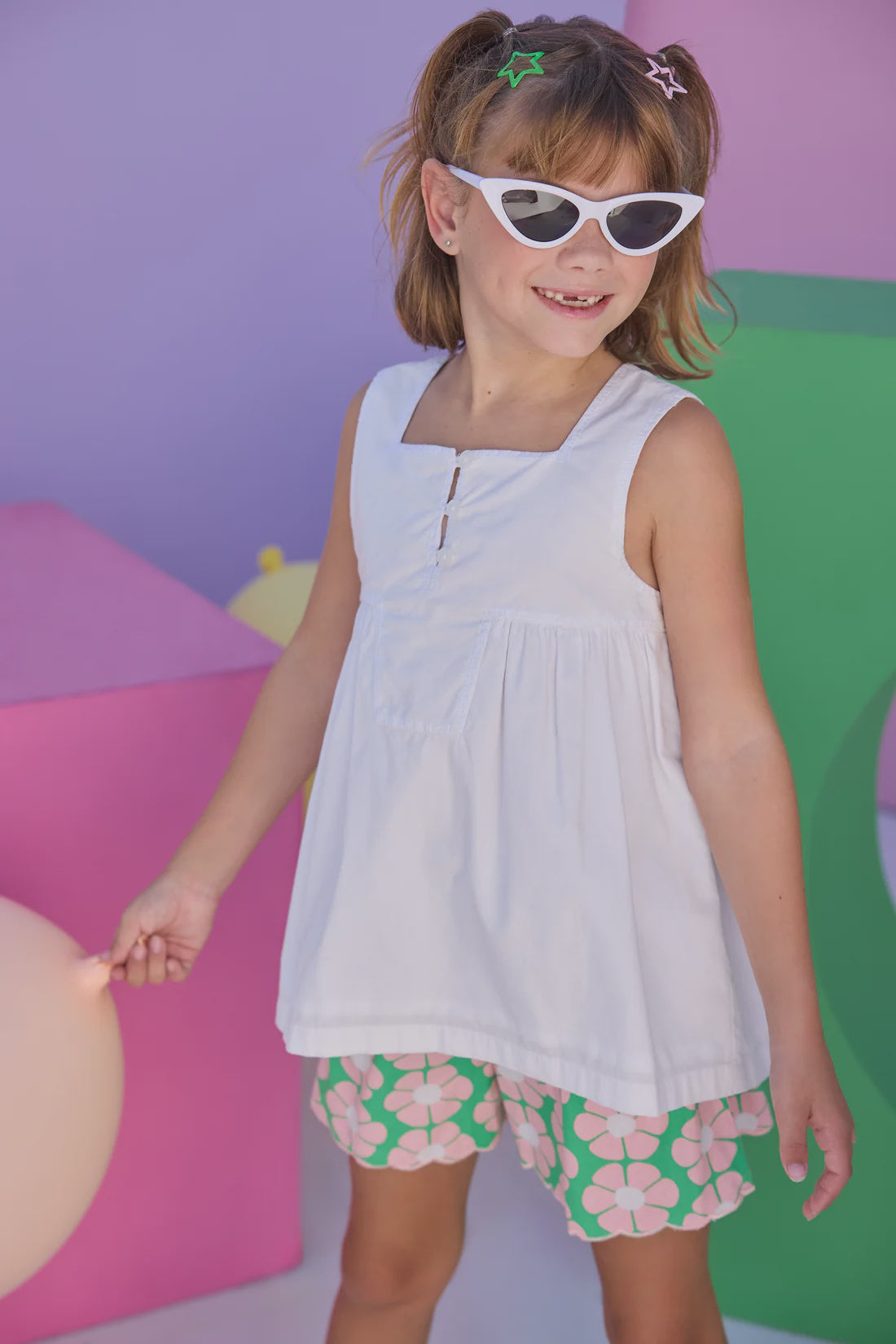 CHILDRENS KEYSTONE TOP IN WHITE
