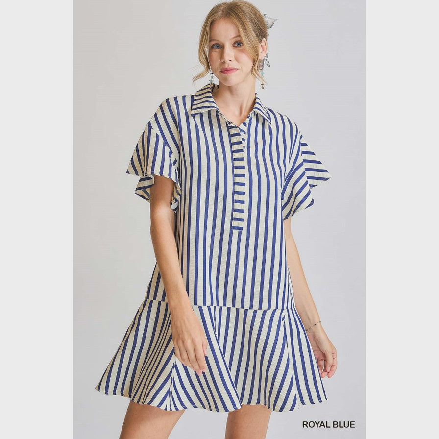 WOMENS SRIPED SHIRT DRESS