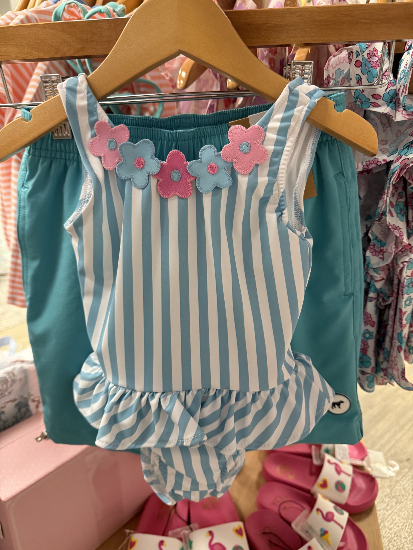 Childrens Ruffle Flowers Swimsuit
