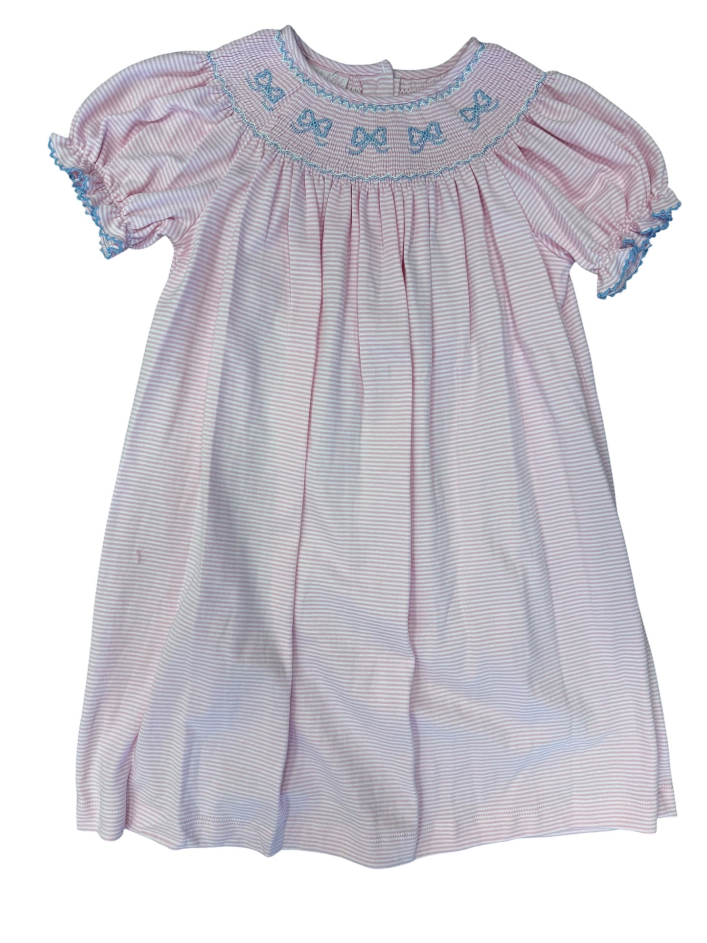 CHILDRENS PINK STRIPE BOWS DRESS
