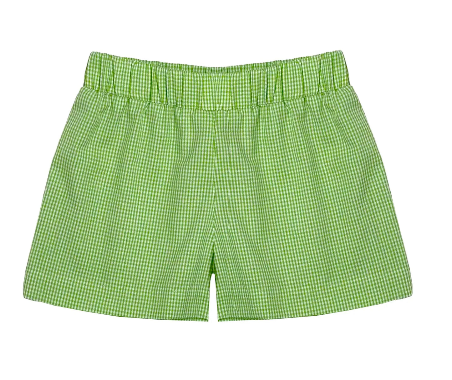 Childrens Leo Short in Lime Gingham