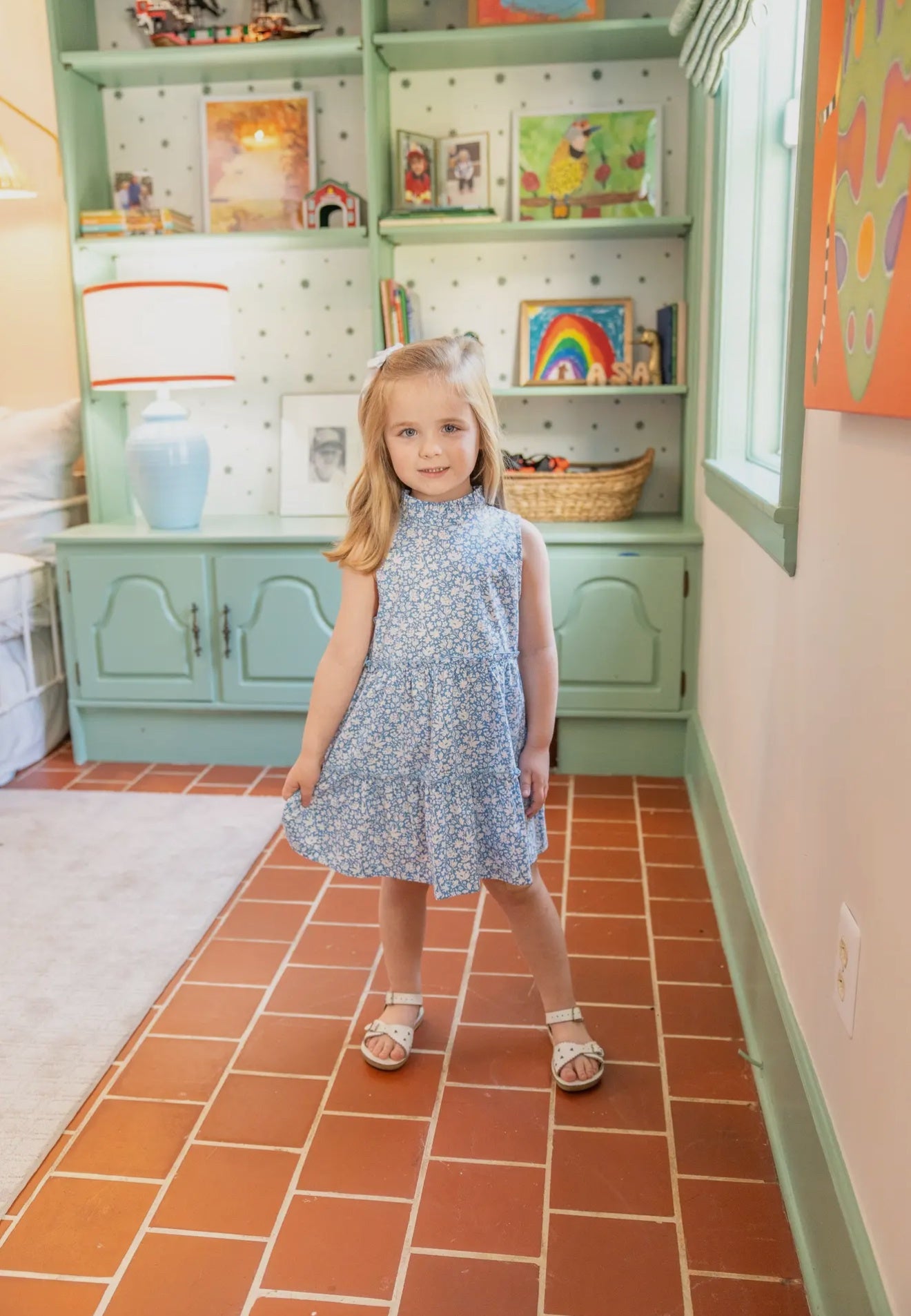 Childrens Addison Blue Floral Dress
