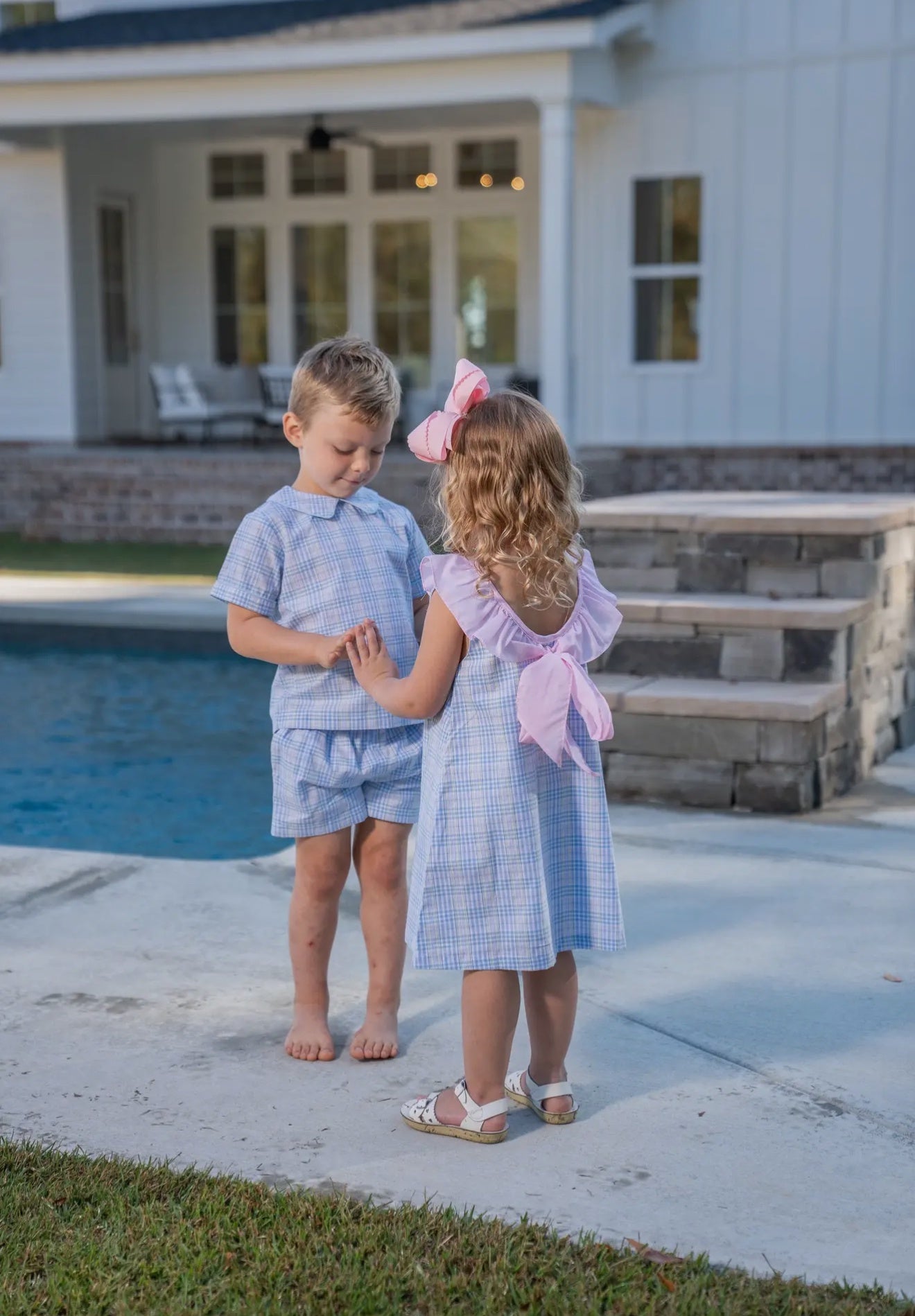 Childrens Spring Plaid Short Set