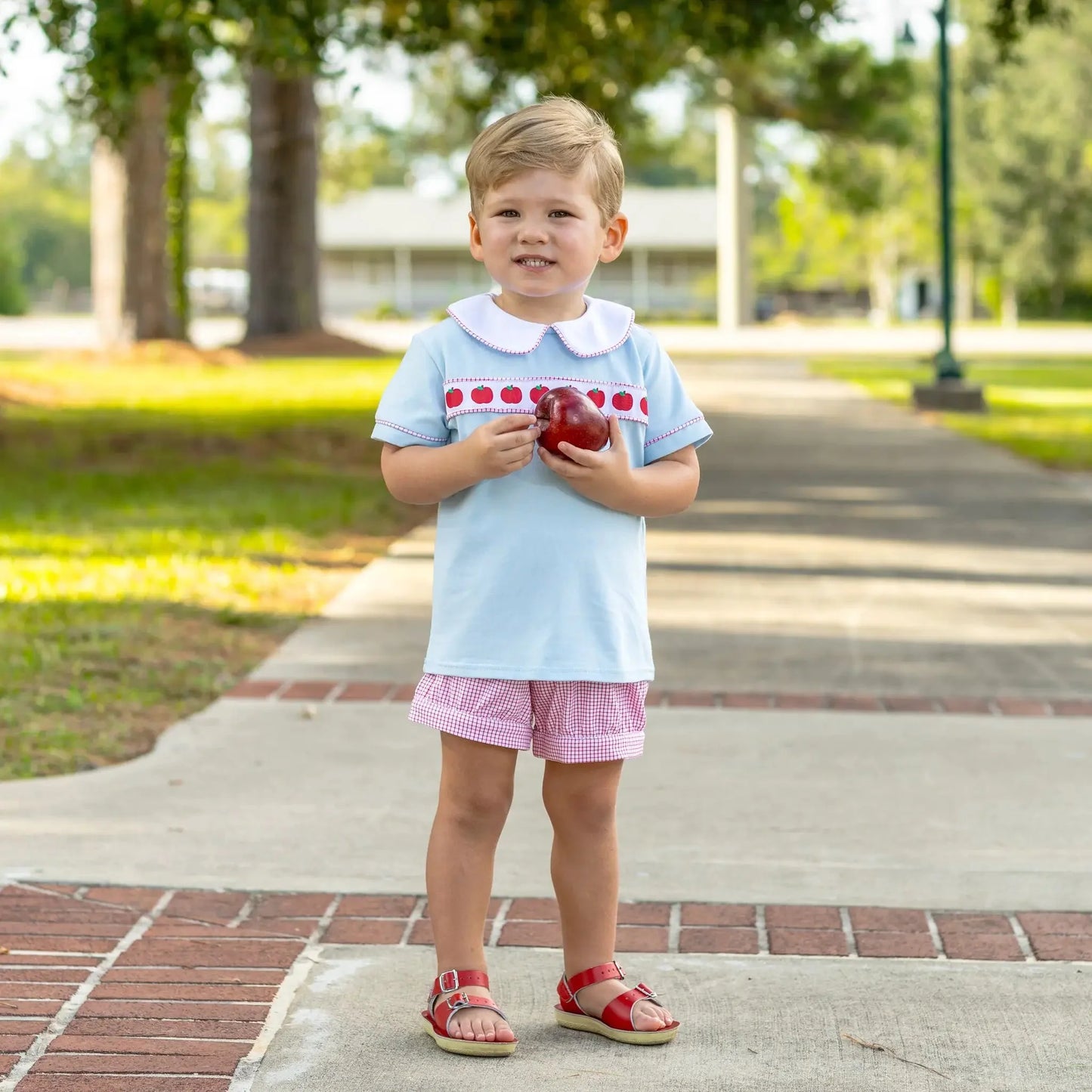 CHILDRENS APPLE RIBBON BANDED SHORT SET