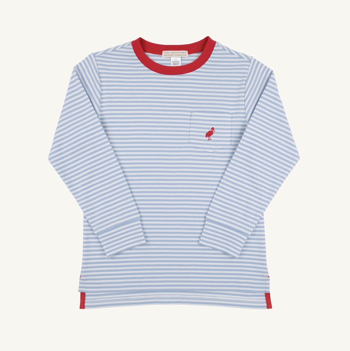 CHILDRENS LS CARTER TEE IN BARRINGTON BLUE/RED
