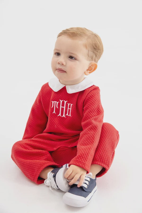 CHILDRENS QUILTED POTTER PLAYSUIT RICHMOND RED