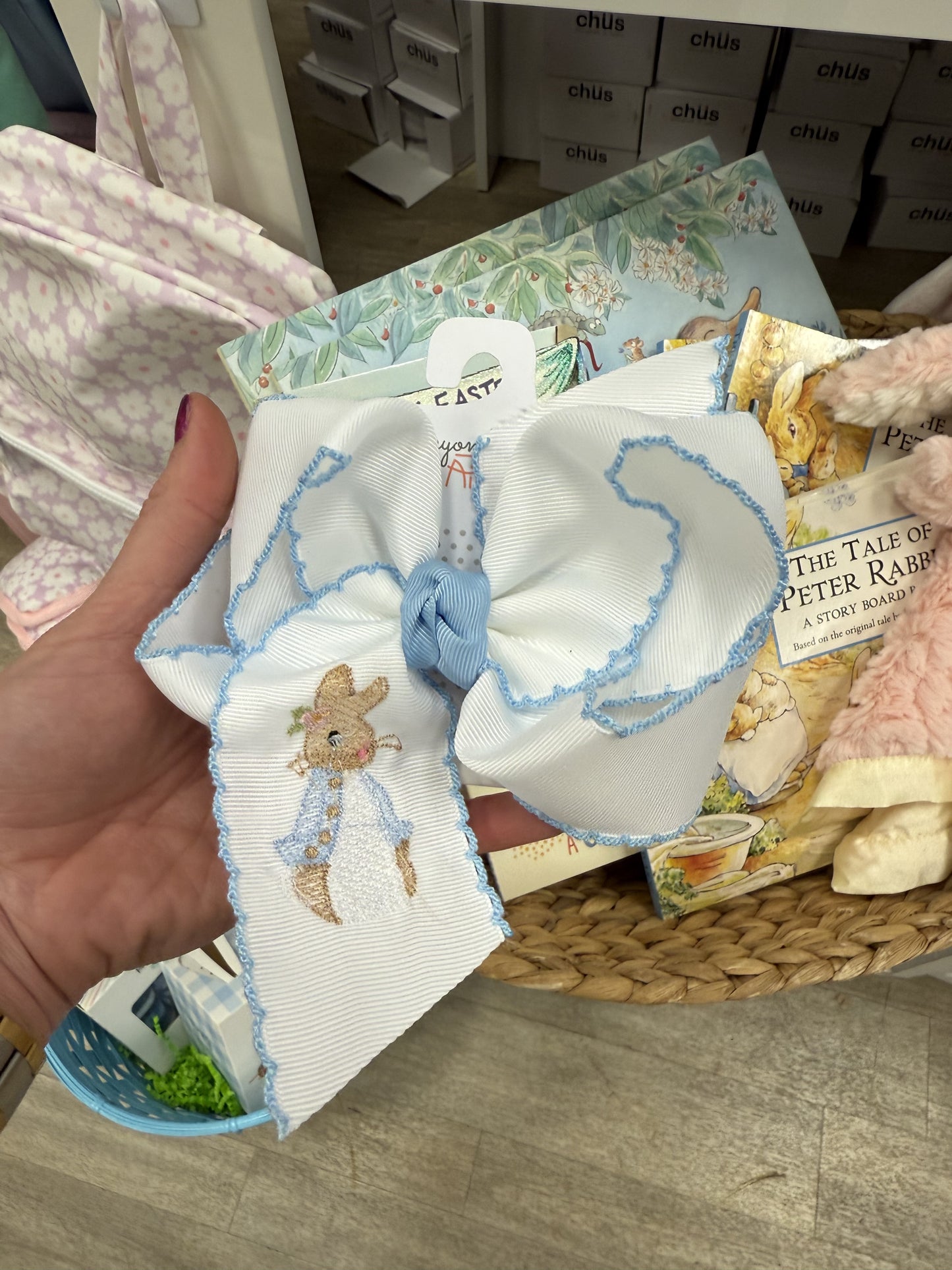 Childrens Light Blue Petunia Rabbit Bow
