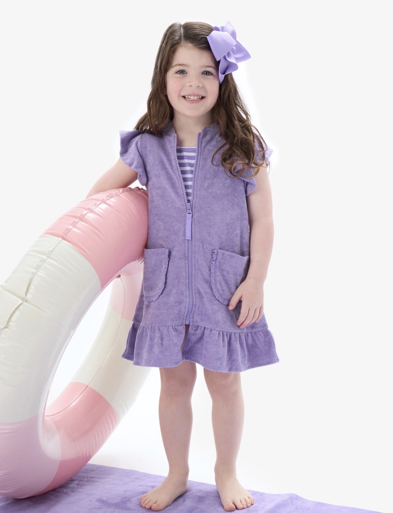 CHILDRENS TERRY PURPLE COVER UP
