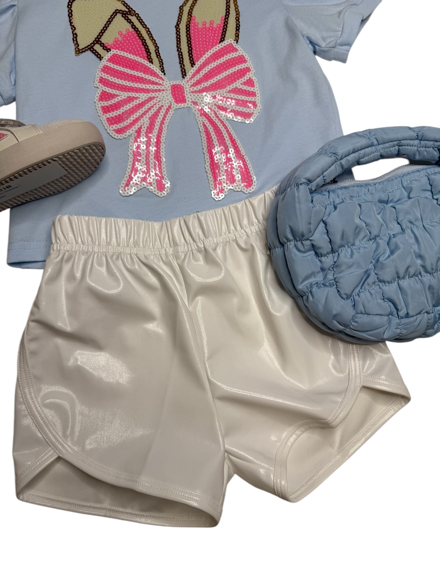 Childrens White Metallic Wind Shorts