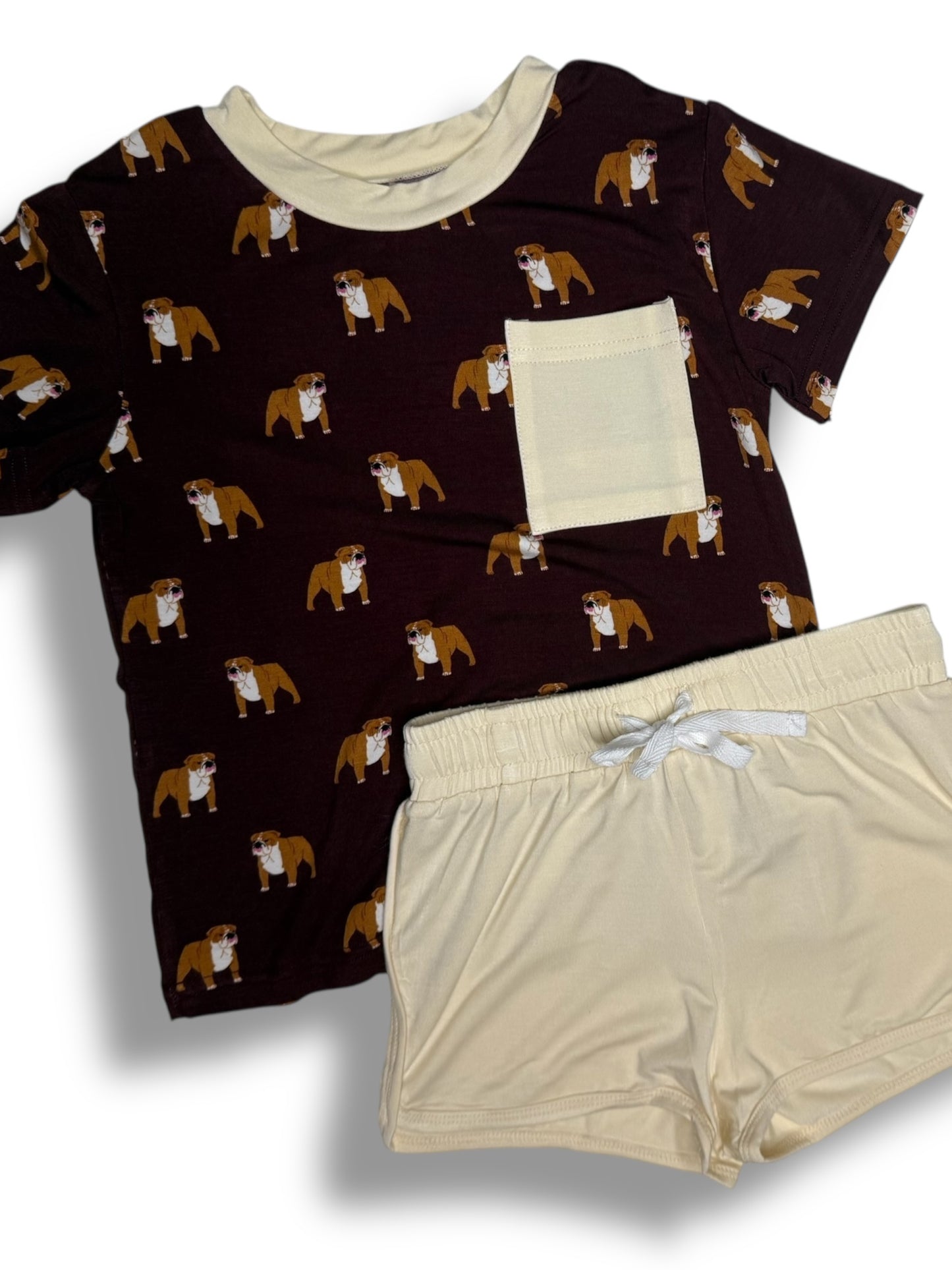 CHILDRENS BAMBOO BULLDOG SHORT SET