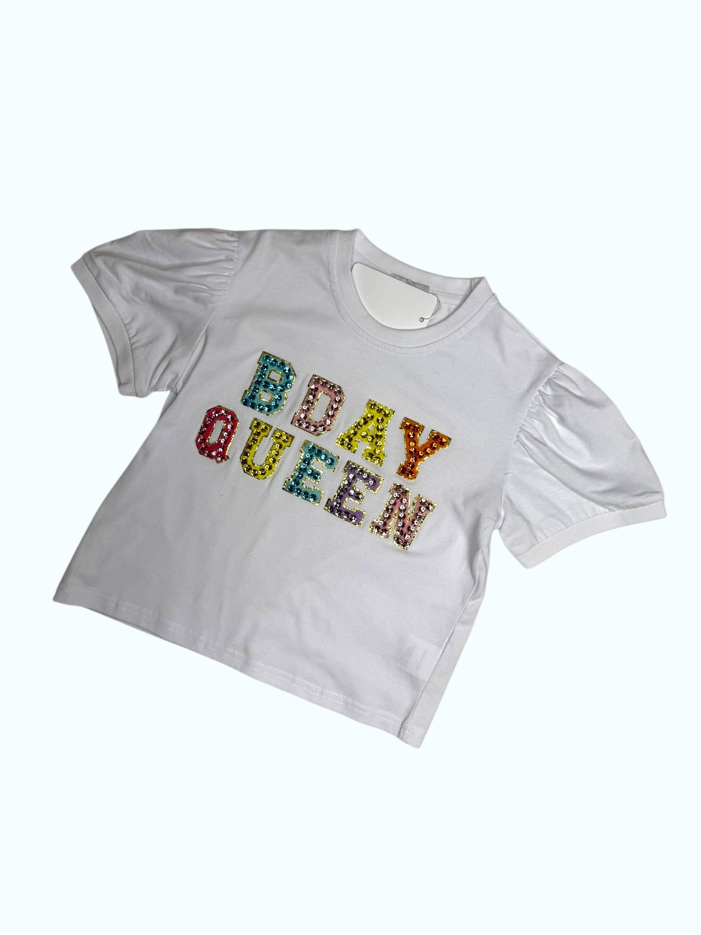 CHILDRENS BIRTHDAY QUEEN SEQUIN TOP