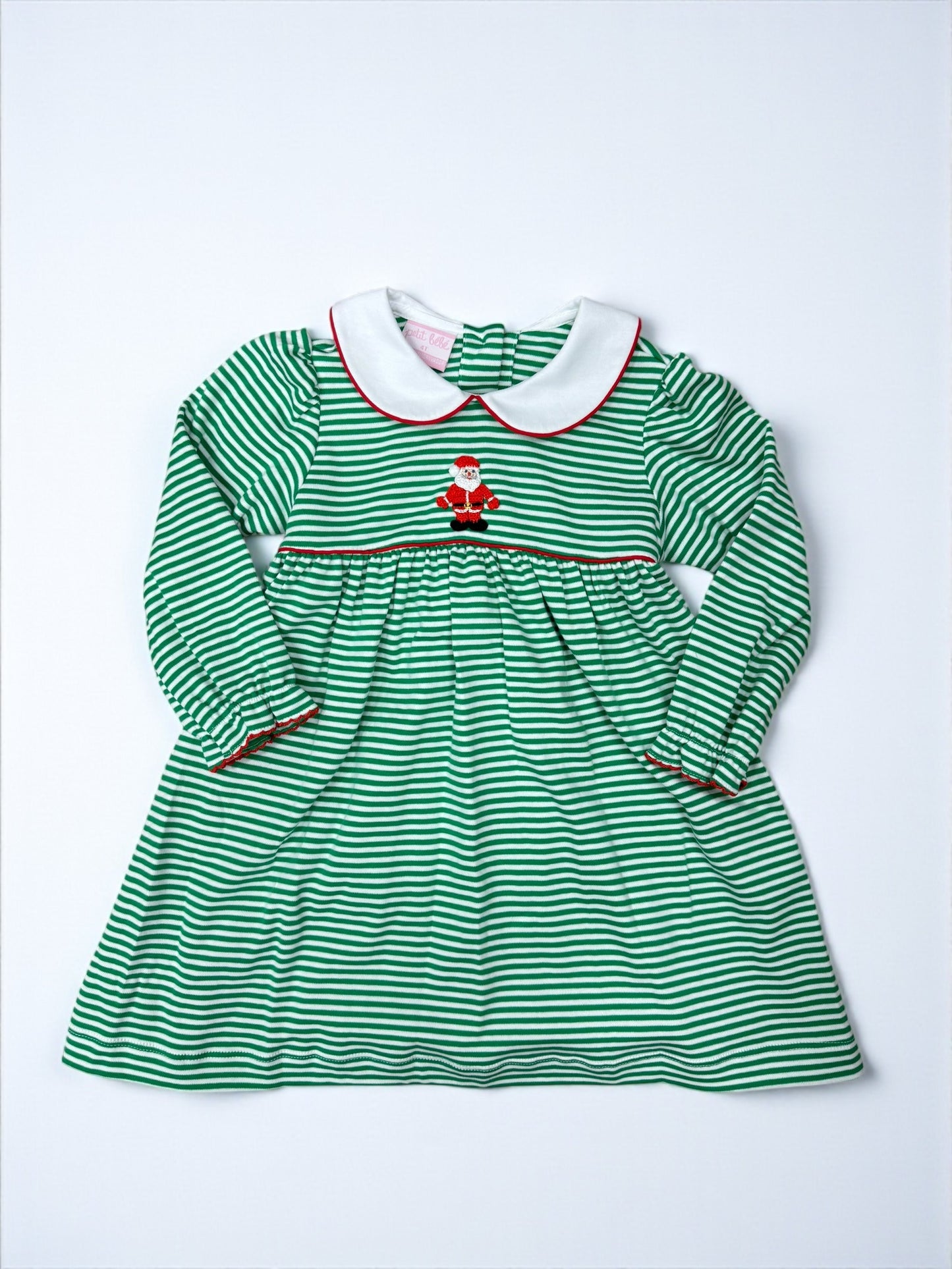 CHILDRENS SANTA GREEN STRIPE DRESS