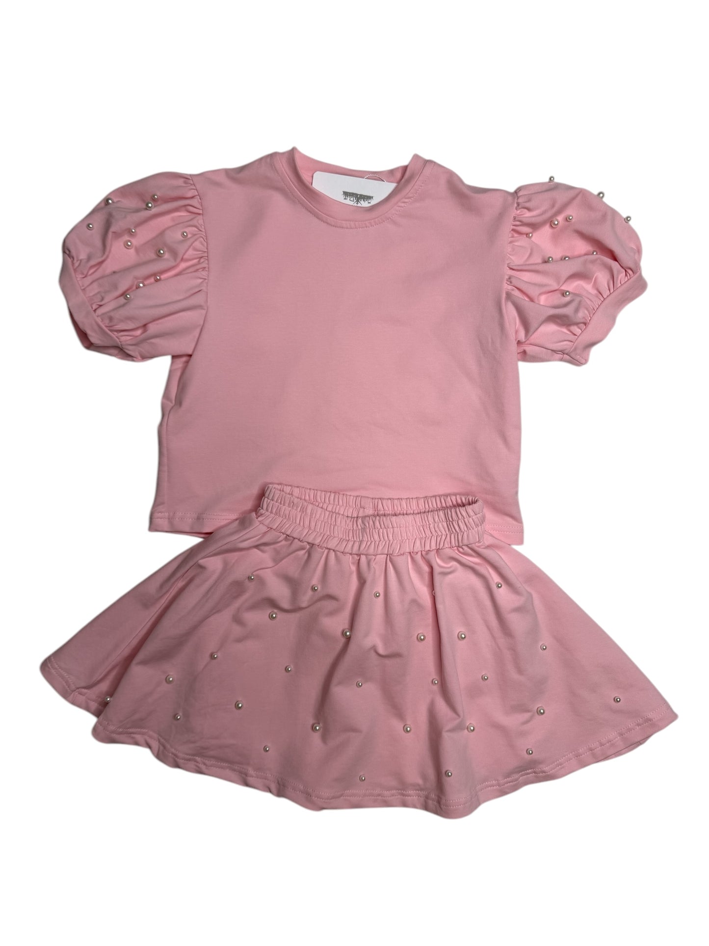 Childrens Puff Sleeve Pearl Skort Set