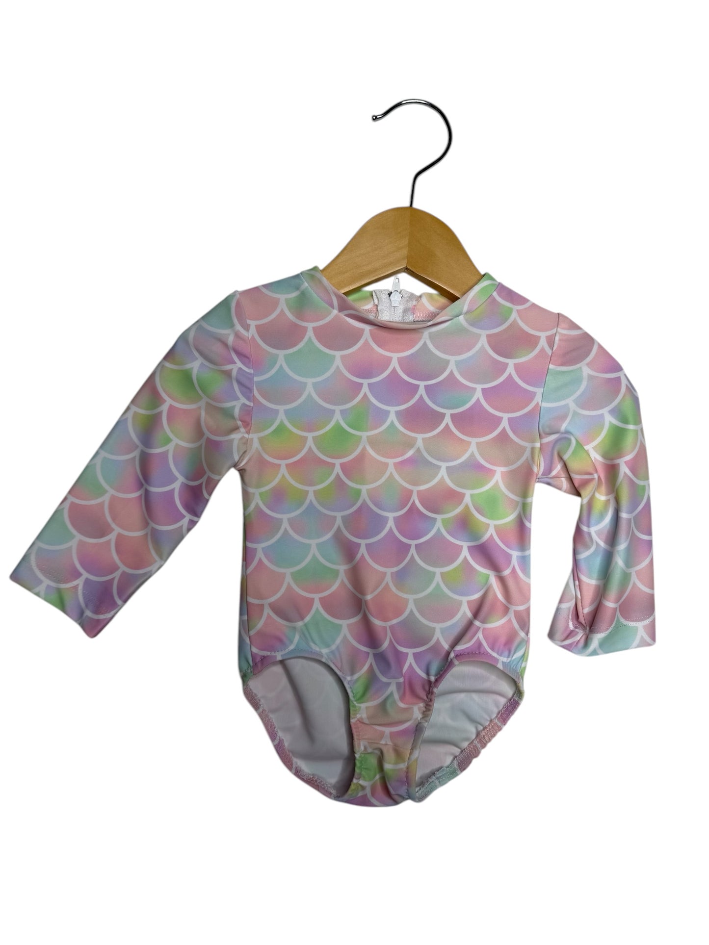Childrens Rash Guard Swimsuit in Pastel Scales