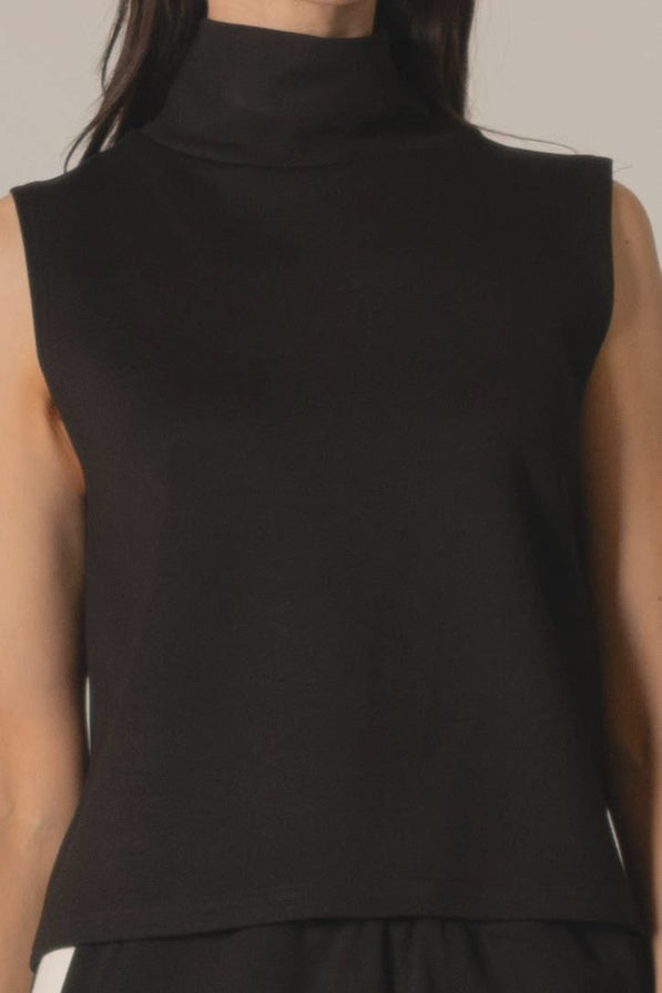 WOMENS BLACK COWL NECK SLEEVELESS LAYERING TOP
