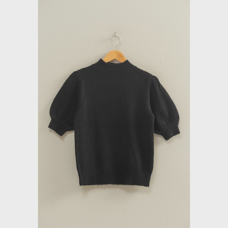 WOMENS PUFFSLEEVE SWEATER IN BLACK
