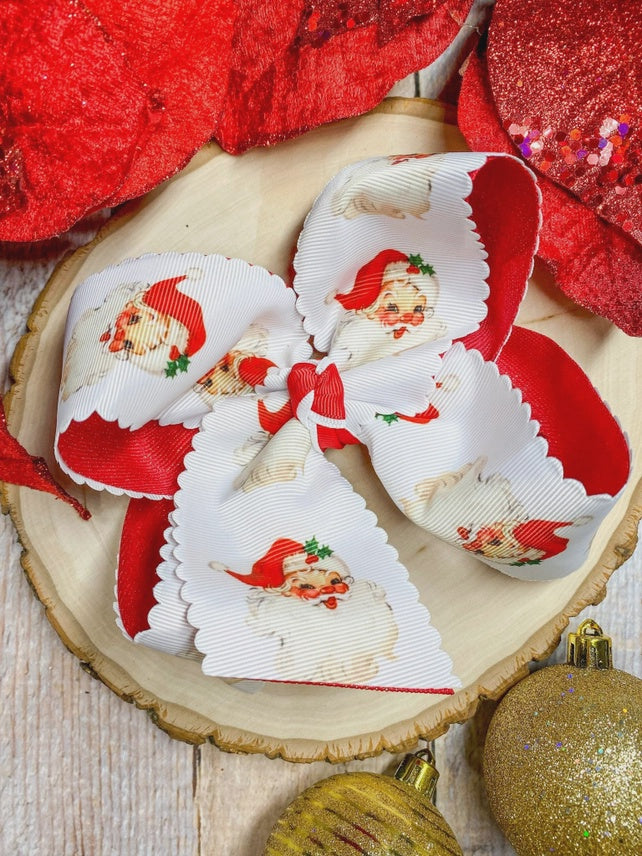CHILDRENS XL SANTA PRINT BOW