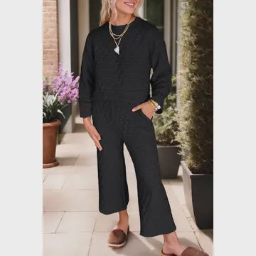 WOMENS TEXTURED SET IN BLACK