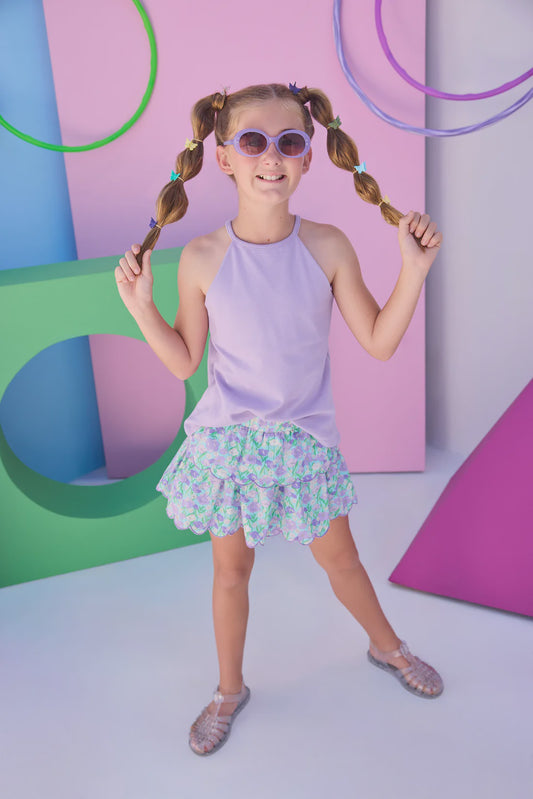CHILDRENS HALTER TOP IN LILAC
