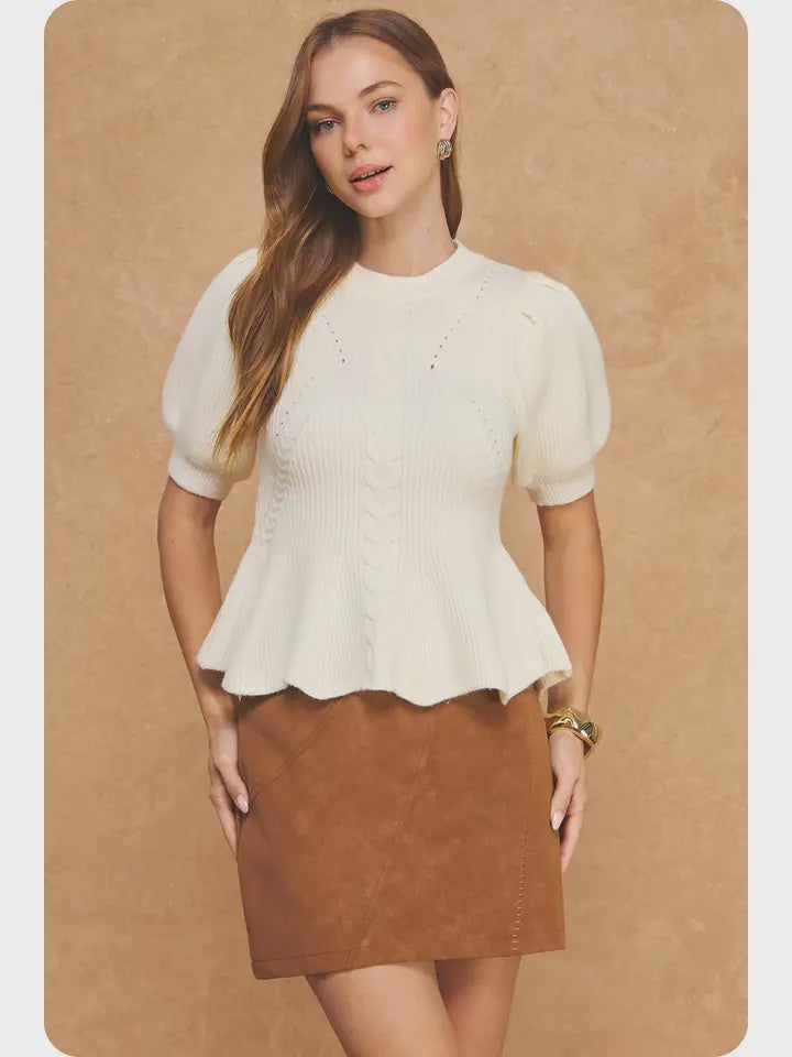 WOMENS SHORT SLEEVE PEPLUM TOP