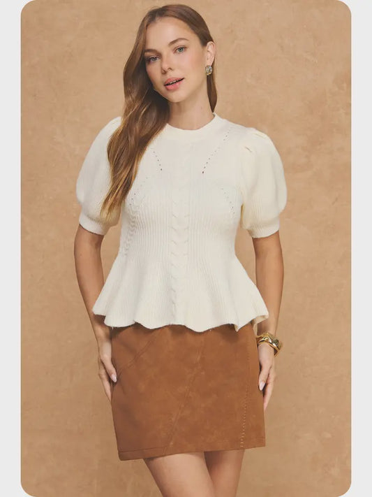 WOMENS SHORT SLEEVE PEPLUM TOP