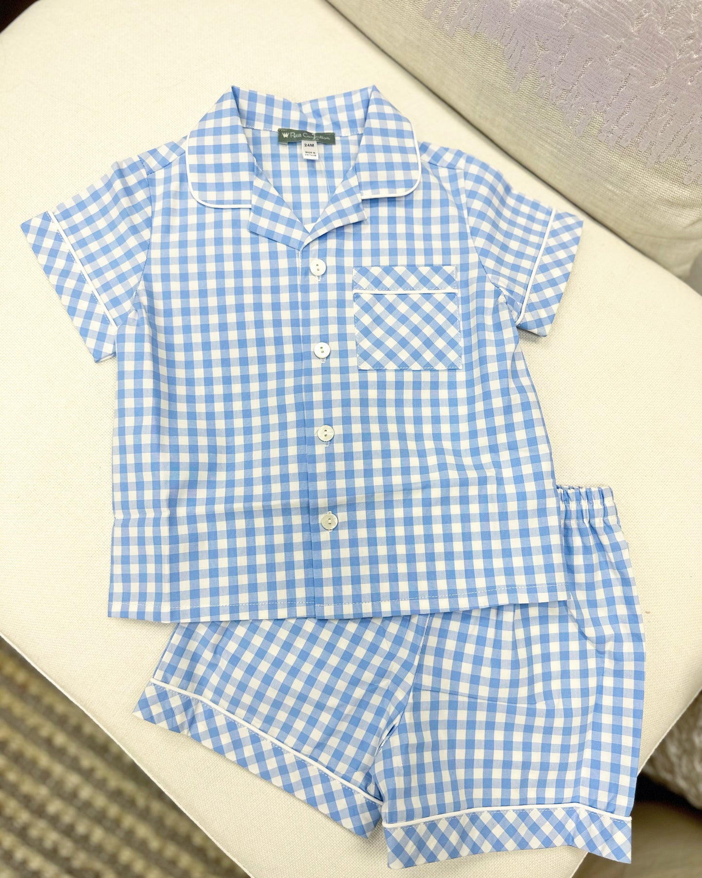 Childrens Gingham Short PJ Set