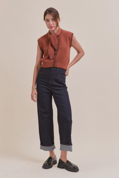 WOMENS TIE FRONT DETAIL SWEATER
