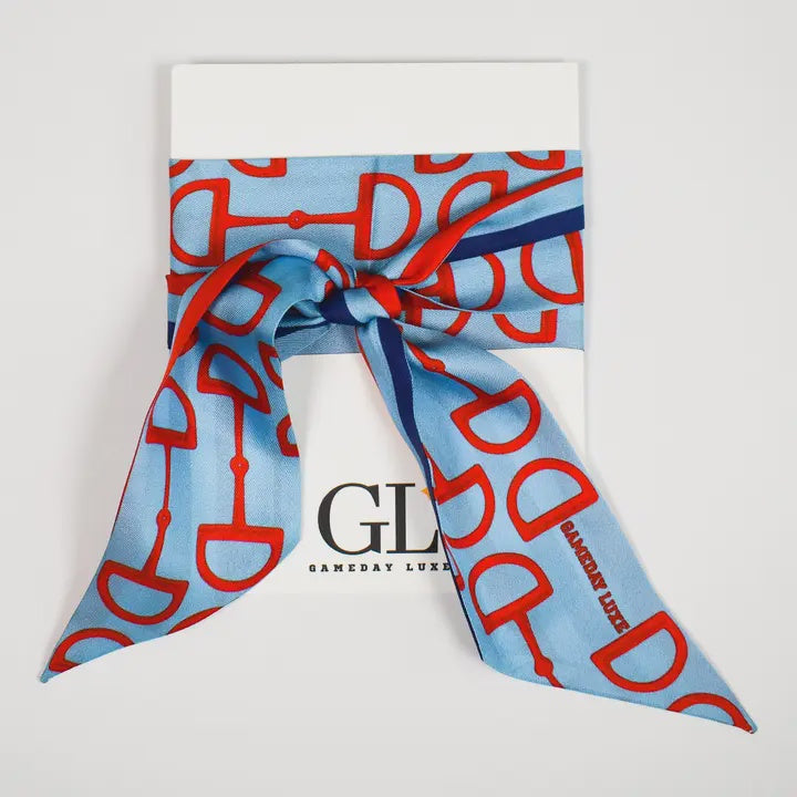 WOMENS GAMEDAY SCARF TIE IN BLUE AND RED