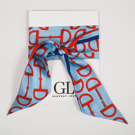 WOMENS GAMEDAY SCARF TIE IN BLUE AND RED
