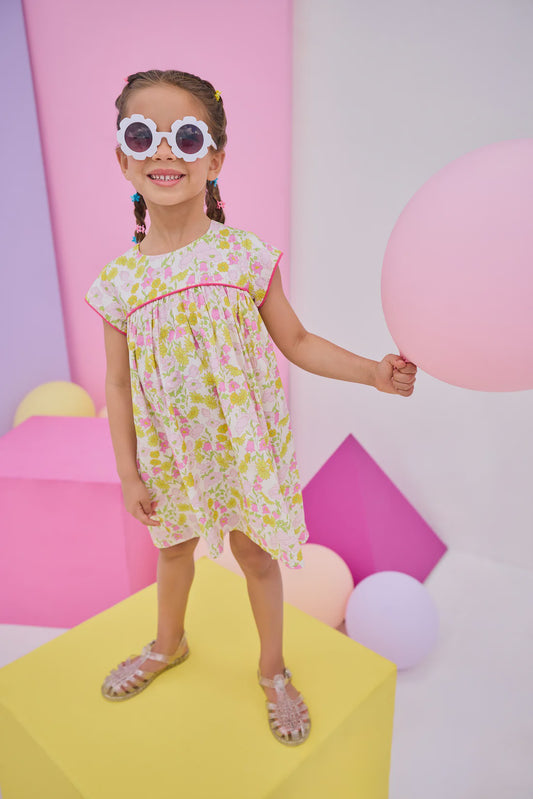 CHILDRENS CHARLOTTE DRESS IN  BEDFORD BUTTERCUP