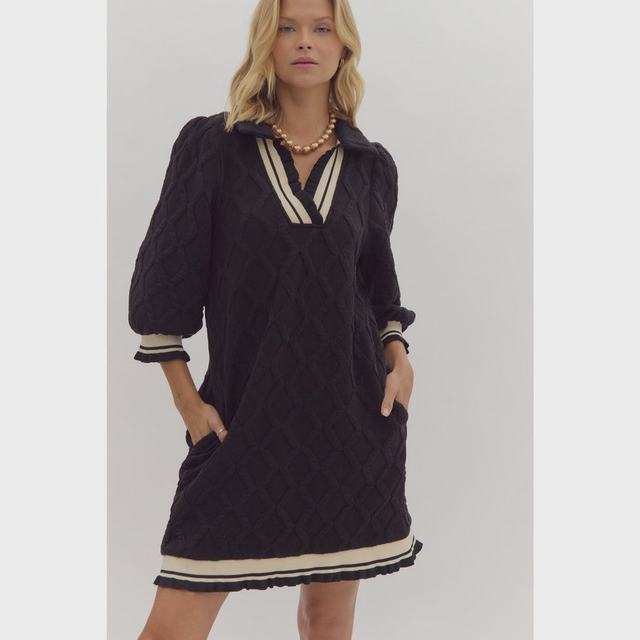 WOMENS PUFF SLEEVE DRESS IN BLACK