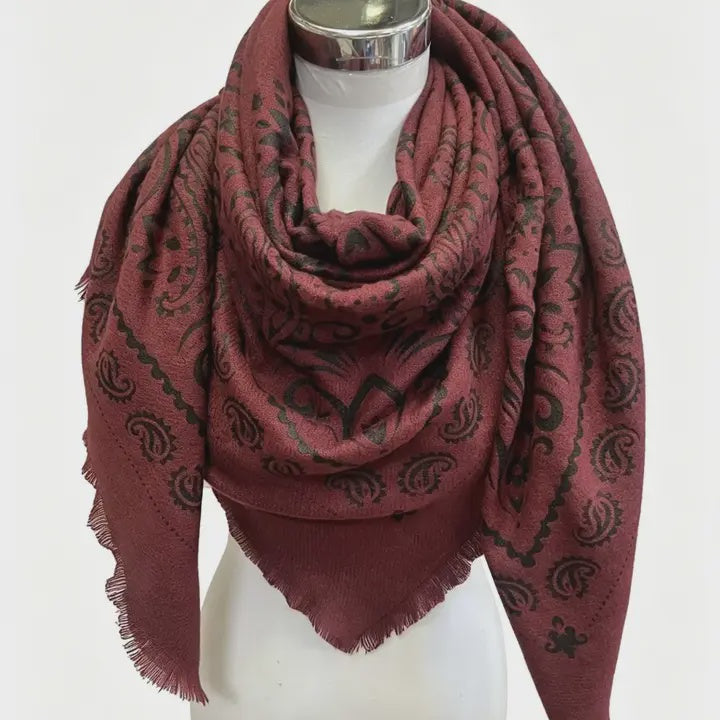 WOMENS LARGE SCARF IN BORDEAUX