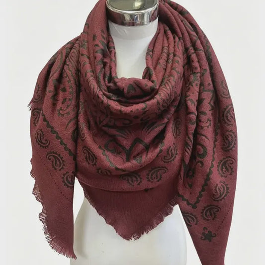WOMENS LARGE SCARF IN BORDEAUX