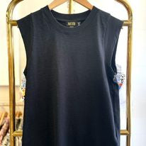 WOMENS BLACK TANK WITH CAP SLEEVE