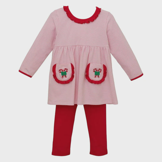 CHILDRENS CANDY CANE RUFFLE PANT SET