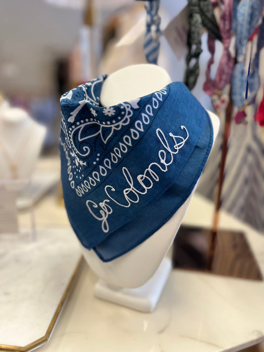 WOMENS CUSTOM CHAINSTITCH SCARF IN BLUE COLONELS