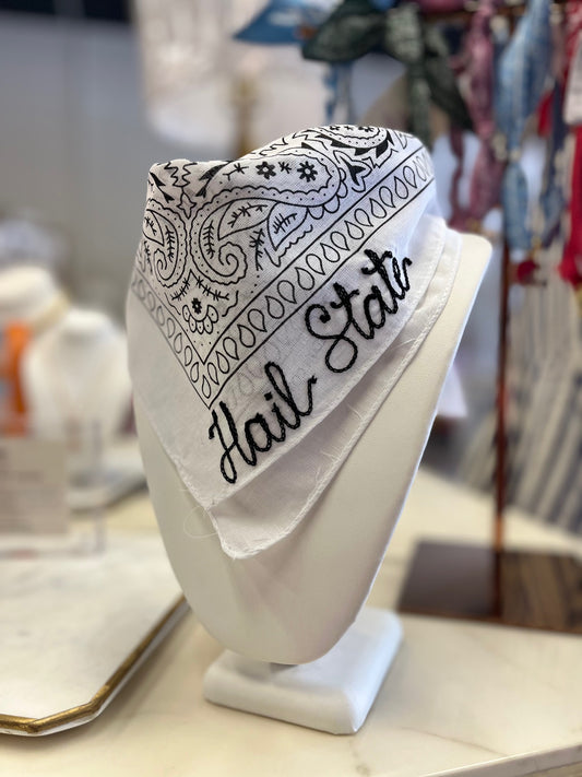 WOMENS CUSTOM CHAINSTITCH SCARF IN WHITE STATE