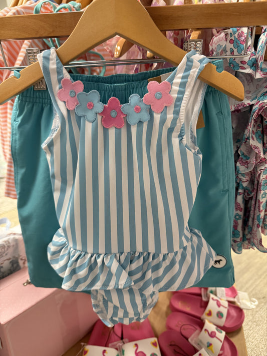 Childrens Ruffle Flowers Swimsuit
