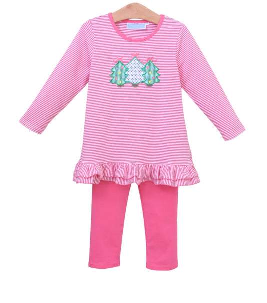 Childrens Christmas Tree Ruffle Pant Set