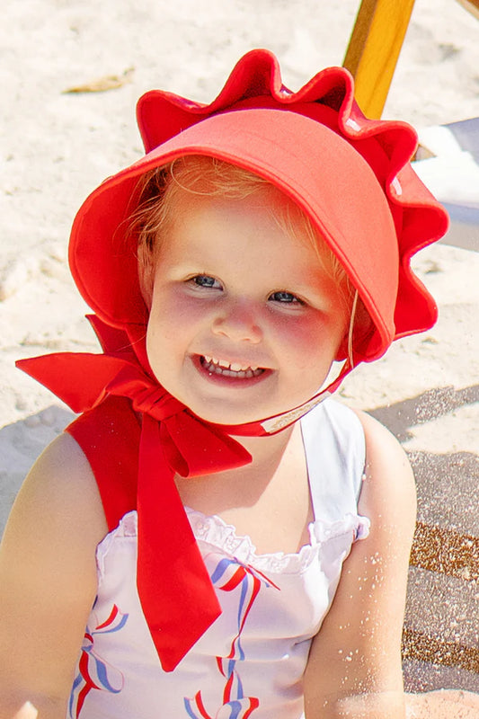 CHILDRENS BONNET IN RICHMOND RED