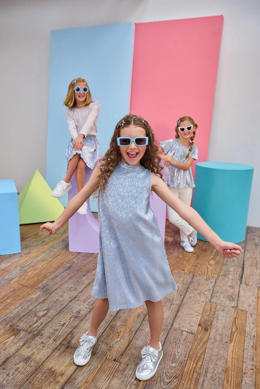 CHILDRENS CRINKLE STARS SWING DRESS