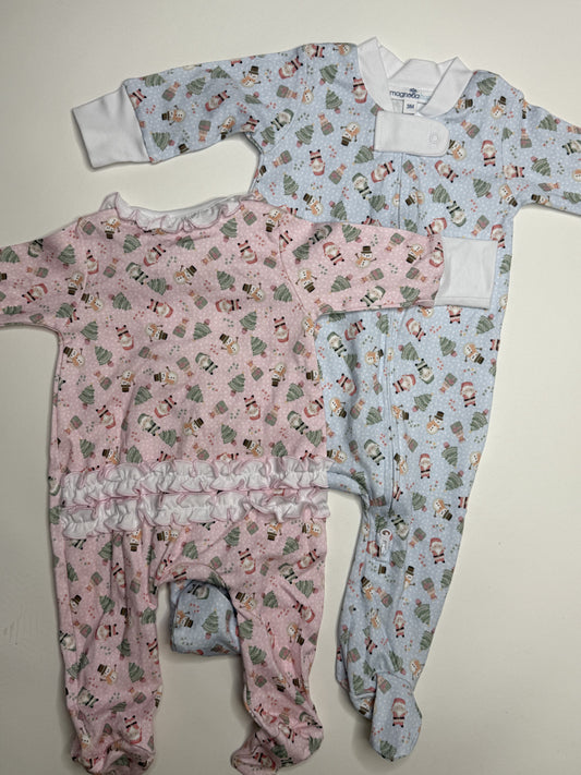 Childrens Sweet Christmas Ruffle Footie