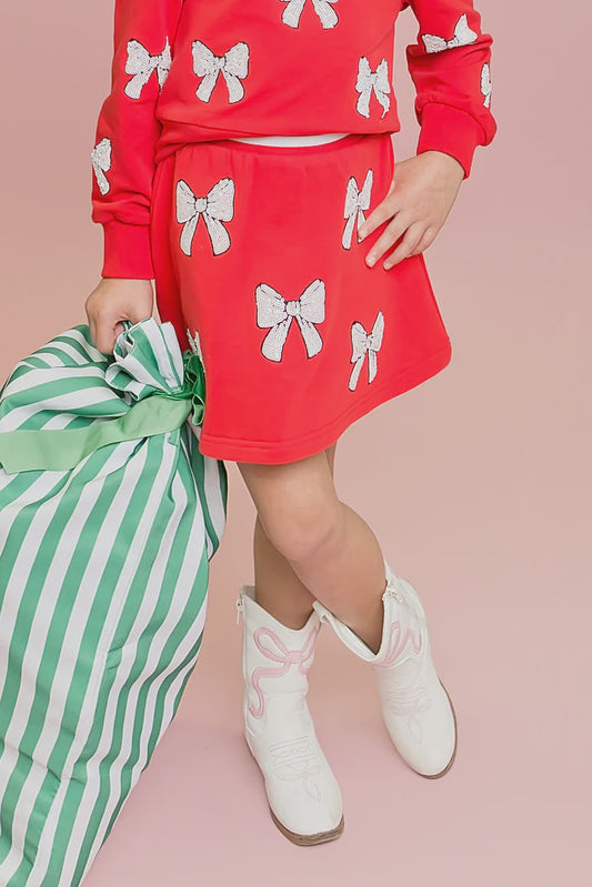 CHILDRENS RED BOW SKORT