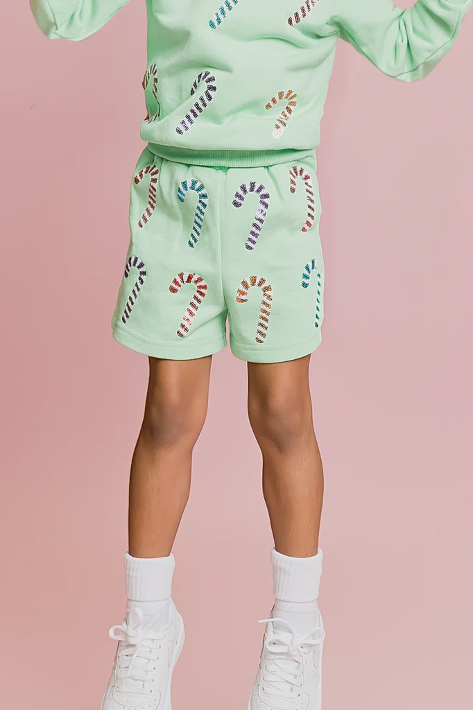 CHILDRENS CANDY CANE SEQUIN SHORT