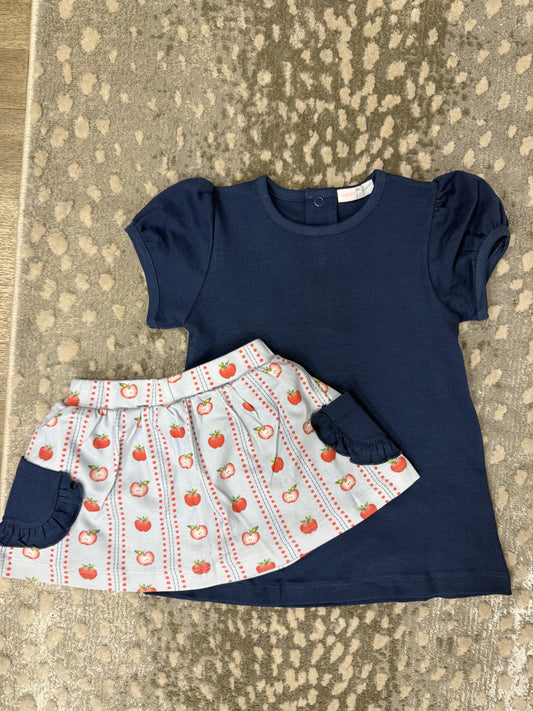 CHILDRENS APPLE SKORT PIMA SET