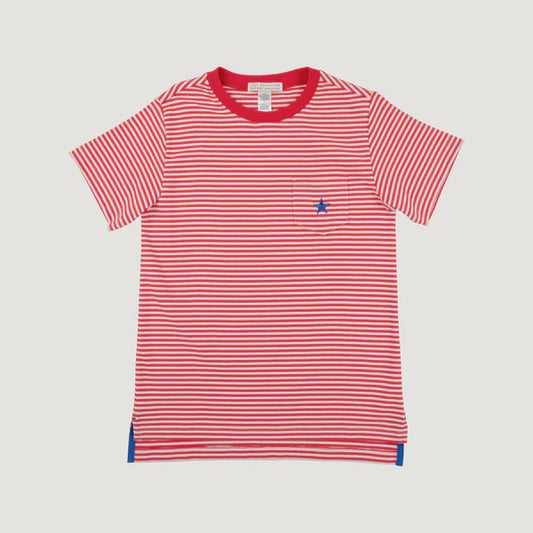 CHILDRENS RED STRIPE CARTER TEE STAR POCKET